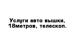 Услуги авто вышки, 18метров, телескоп.